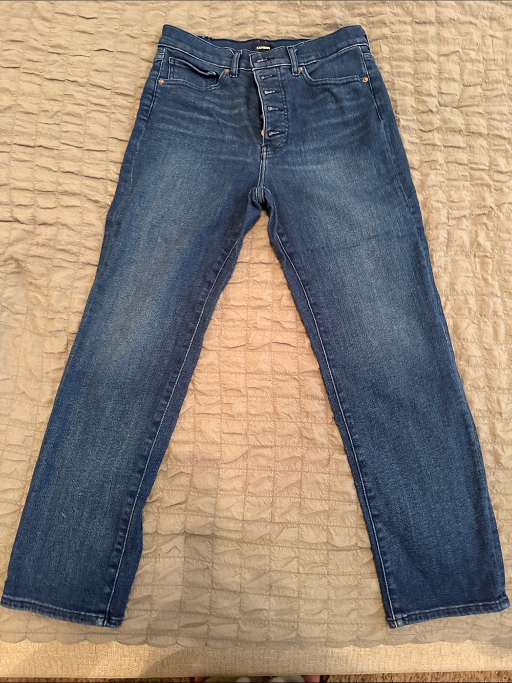 Frame Denim Straight-Leg Button-Fly Jeans in Blue